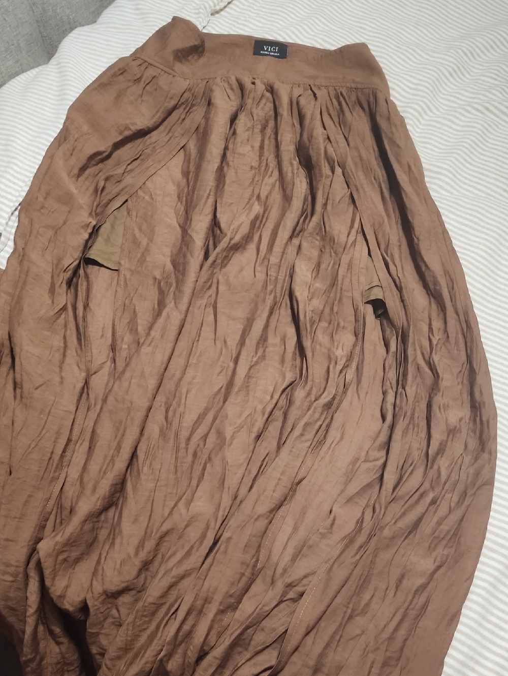 Women’s Brown High-Slit Maxi Skirt And Blouse - Picture 3 of 3